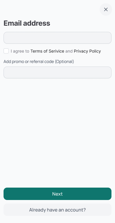 Global Cards account creation email step