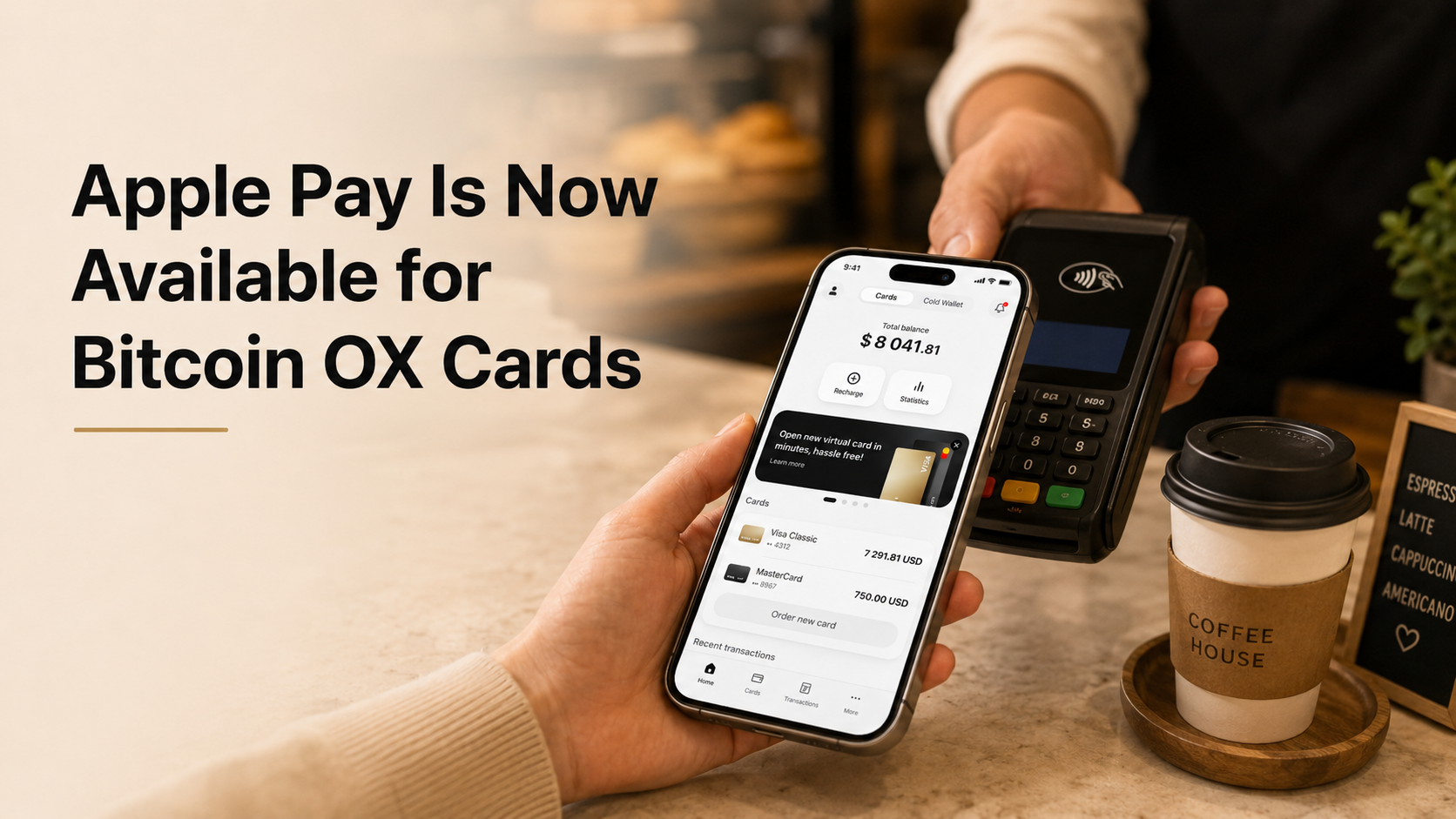 Apple Pay Bitcoin OX card contactless payment